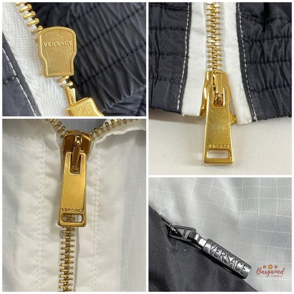 Authentic Versace White Black Pink Full Zip Nylon Jacket NWT - Size 42 - Picture 11 of 12